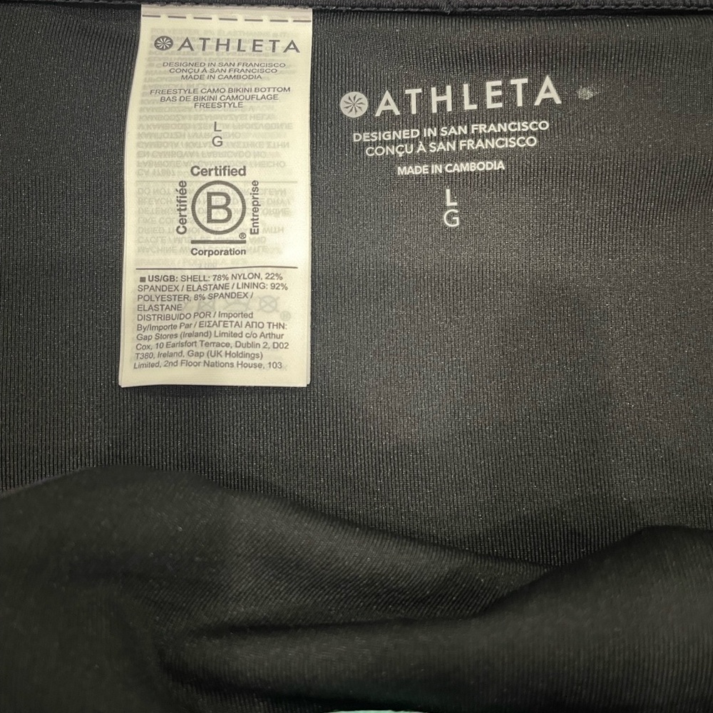 NWT Athleta Blue Black Freestyle Camo Bikini Bottom Size L - Picture 10 of 10